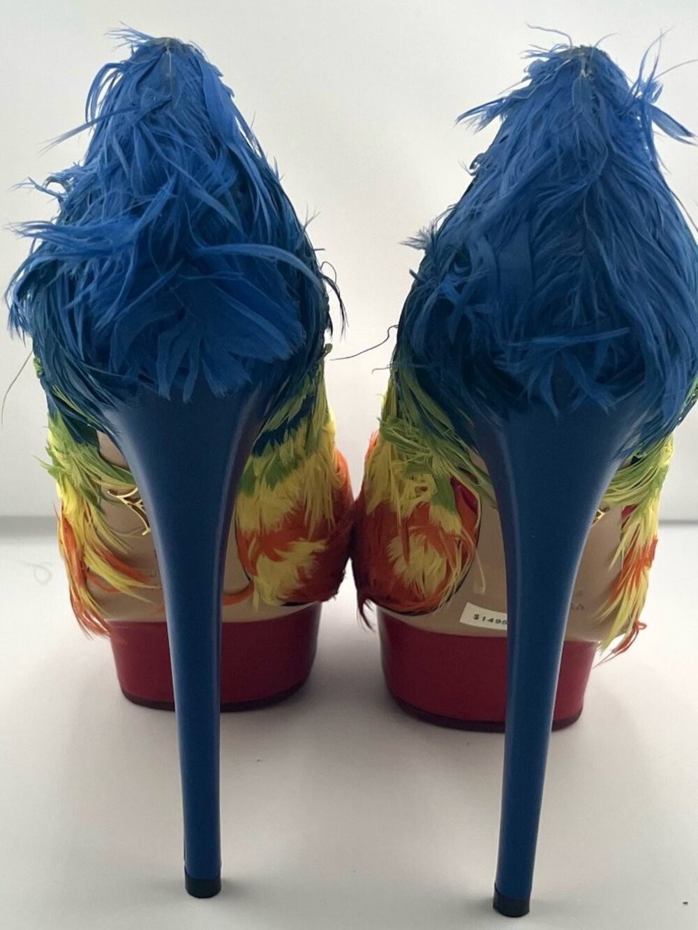 #S120 Perfect Charlotte Olympia Rainbow Feather Heels - Size EU 38 - Picture 3 of 6